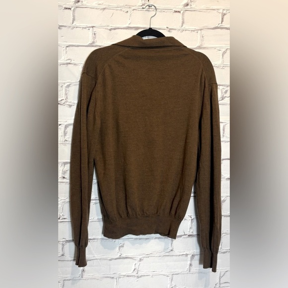 BOSS Brown Merino Wool Collared Long Sleeves Soft Minimalist Sweater - Picture 2 of 5